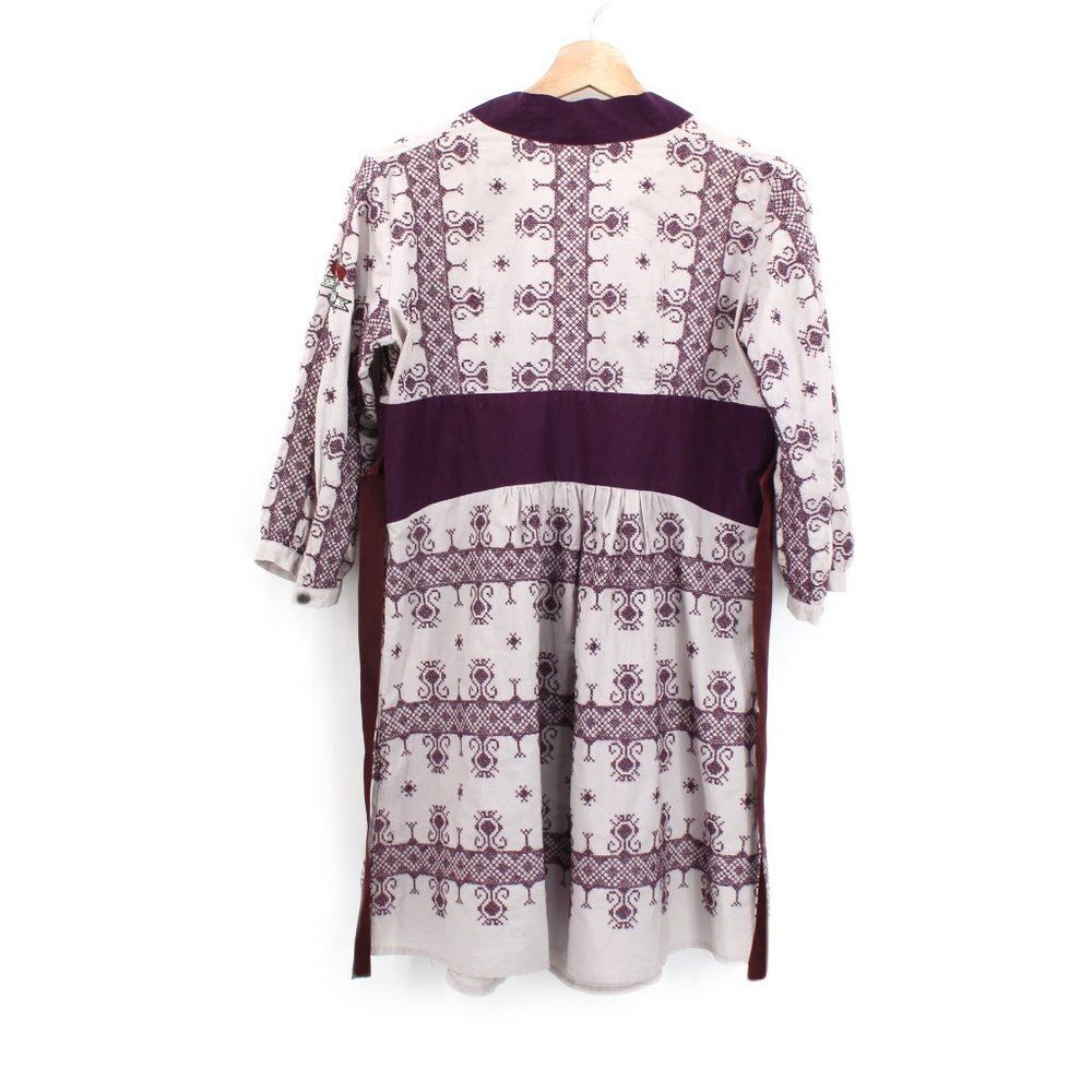 Odd Molly Cotton Four Continents Tunic Dress Plum Embroidered Knee Length Sz 1/S - Picture 7 of 15
